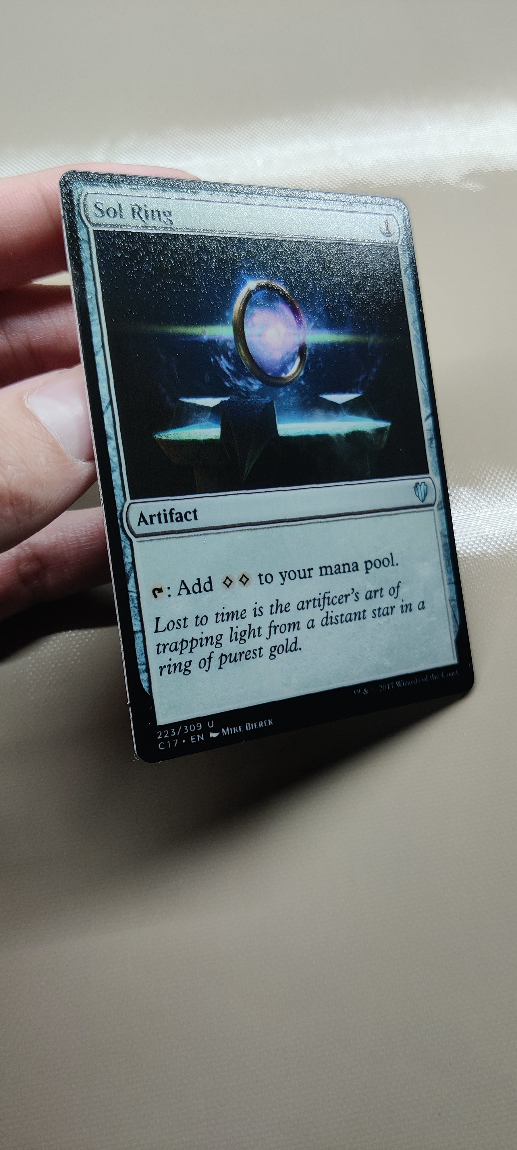 Magic the gathering sol ring proxy card on metal blank